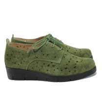 Pantofi pentru femei egale - nubuc naturale - verde - SM110472