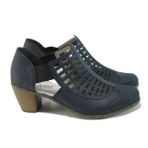 Pantofi cu tocuri mediu - piele - albastru - SM110389