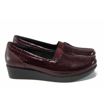 Pantofi cu platformă- piele - bordeaux - SM112079