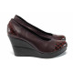 Platforma de pantofi - piele "crocodil" motiv - bordeaux - SM112116