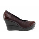 Platforma de pantofi - piele "crocodil" motiv - bordeaux - SM112116