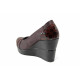 Platforma de pantofi - piele "crocodil" motiv - bordeaux - SM112116