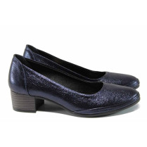 Pantofi cu tocuri mediu - piele - bleumarin - SM112143