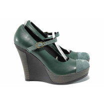 Platforma de pantofi - piele de căprioară din piele - verde - SM112355