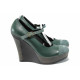 Platforma de pantofi - piele de căprioară din piele - verde - SM112355