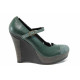 Platforma de pantofi - piele de căprioară din piele - verde - SM112355