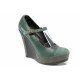 Platforma de pantofi - piele de căprioară din piele - verde - SM112355