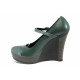 Platforma de pantofi - piele de căprioară din piele - verde - SM112355