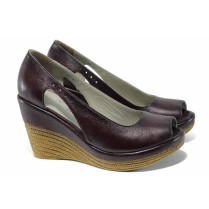 Platforma de pantofi - piele - bordeaux - SM112405