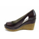 Platforma de pantofi - piele - bordeaux - SM112405