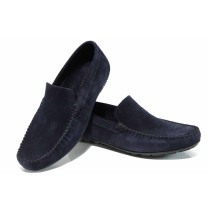 Mocasini - nubuc naturale - bleumarin - SM112447