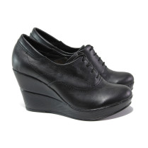 Pantofi cu platformă- piele - negri - SM113641