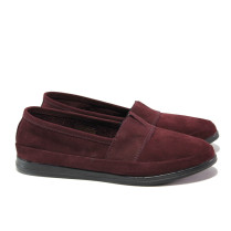 Pantofi cu talpă joasă femei - nubuc naturale - bordeaux - SM113778