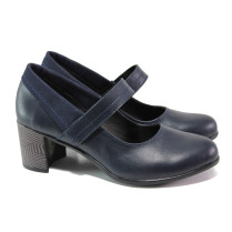 Pantofi cu tocuri mediu - piele - bleumarin - SM113821