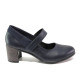 Pantofi cu tocuri mediu - piele - bleumarin - SM113821