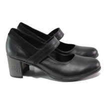 Pantofi cu tocuri mediu - piele - negri - SM113948