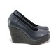 Pantofi cu platformă- piele - bleumarin - SM113944