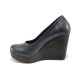 Pantofi cu platformă- piele - bleumarin - SM113944