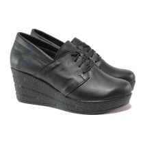 Pantofi cu platformă- piele - negri - SM114485