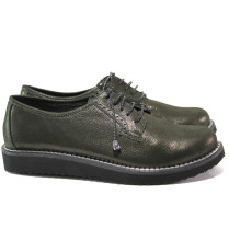 Pantofi cu talpă joasă femei - piele - verde - SM114518