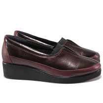 Pantofi cu platformă- piele - bordeaux - SM114516