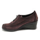 Pantofi cu platformă- nubuc naturale - bordeaux - SM114562