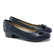 Pantofi cu tocuri mediu - piele - bleumarin - SM113508