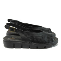 Sandale femei - piele naturală - negru - SM116091