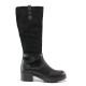 Cizme femei - piele naturală cu velur - negru - SM116324