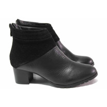 Ghete femei - piele naturală cu velur - negru - SM116560