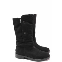 Cizme femei - nubuck natural - negru - SM116654