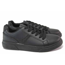 Adidași adolescenti - piele-eco de înaltă calitate - negru - SM117015