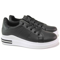 Adidași adolescenti - piele-eco de înaltă calitate - negru - SM117013