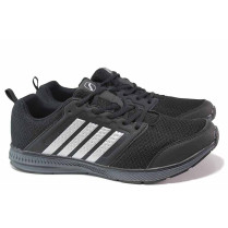 Adidași bărbați - eco-piele cu material textil - negru - SM117004