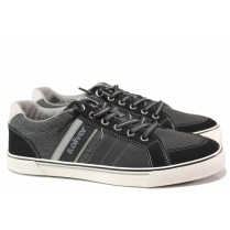 Adidași bărbați - eco-piele cu material textil - negru - SM115599