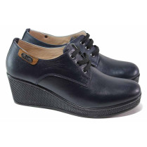 Platforma de pantofi - piele - bleumarin - SM118024