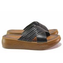 Papuci femei - piele naturală - negru - SM118573