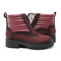 Ghete femei - nubuck natural - bordeaux - SM119068