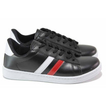 Adidași adolescenti - piele-eco de înaltă calitate - negru - SM117968