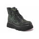 Ghete femei - piele naturală cu motiv ”croco” - verde - SM120561