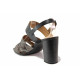 Sandale femei - piele naturală combinată cu piele-eco - negru - SM119833