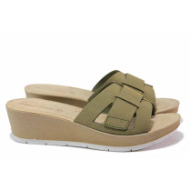 Papuci femei - nubuck natural - verde - SM119847