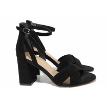 Sandale femei - nubuck natural - negru - SM120232