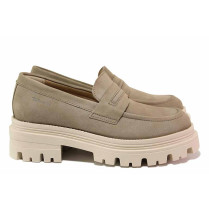 Încălțăminte femei cu talpă plată - nubuck natural - bej - SM120435