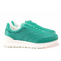 Adidași femeii - eco-piele cu material textil - verde - SM121261