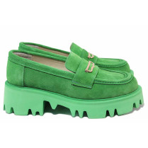 Mocasini - velur natural - verde - SM121456