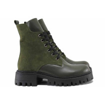 Ghete femei - piele naturală cu velur - verde - SM122582