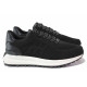 Adidași femeii - eco-piele cu material textil - negru - SM121420