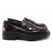 Mocasini - piele naturală cu lac - bordeaux - SM122217