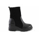 Ghete femei - piele naturală cu velur - negru - SM123568